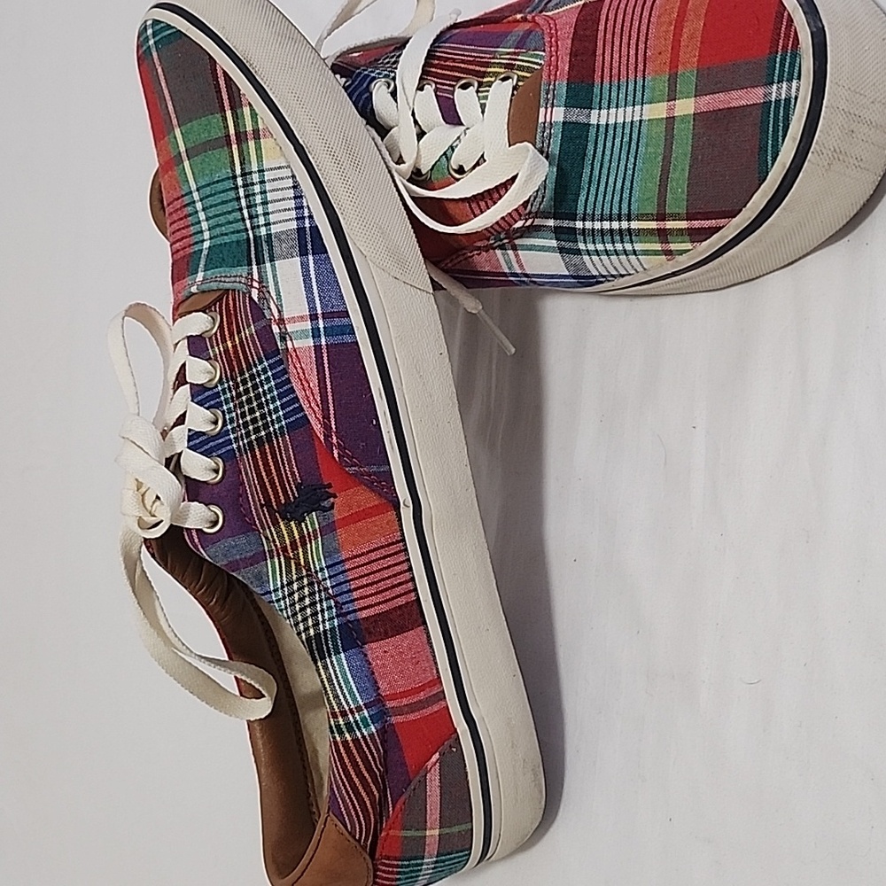 Polo Ralph Lauren Plaid Boat Shoes Men's Size 11.5 D Thorton Multi-Color